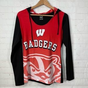 Wisconsin Badgers Lightweight Hoodie Shirt Womens Size Small Scoop Neck
